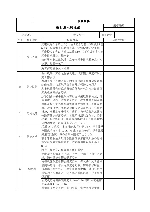 临时用电验收表