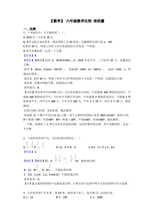 【数学】 六年级数学比例 培优题