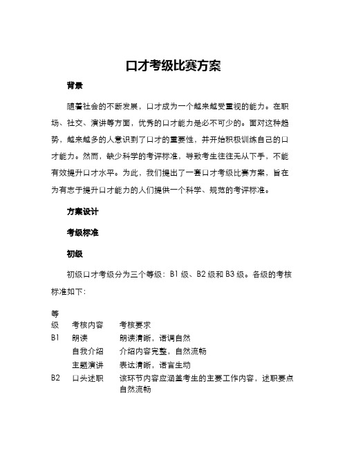 口才考级比赛方案