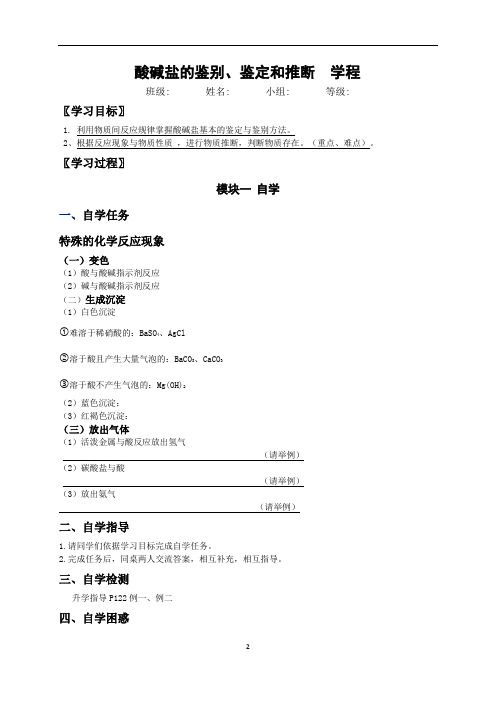 酸碱盐的鉴别、鉴定和推断  学程