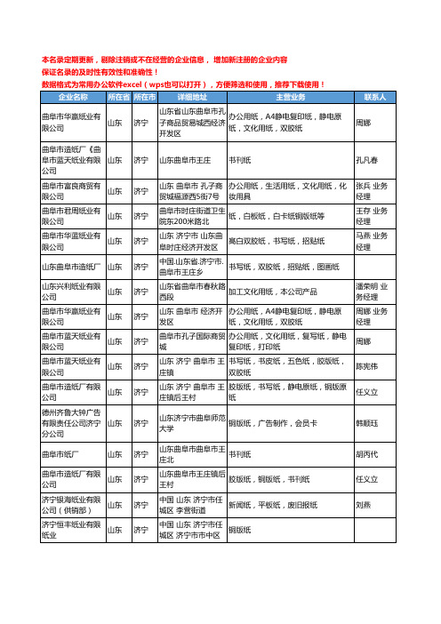 2020新版山东省济宁文化用纸工商企业公司名录名单黄页联系方式大全42家