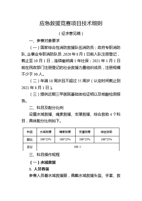 应急救援竞赛项目技术细则