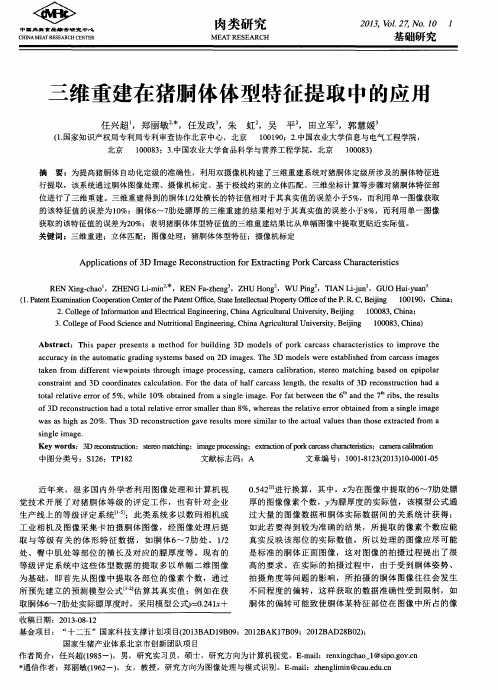 三维重建在猪胴体体型特征提取中的应用