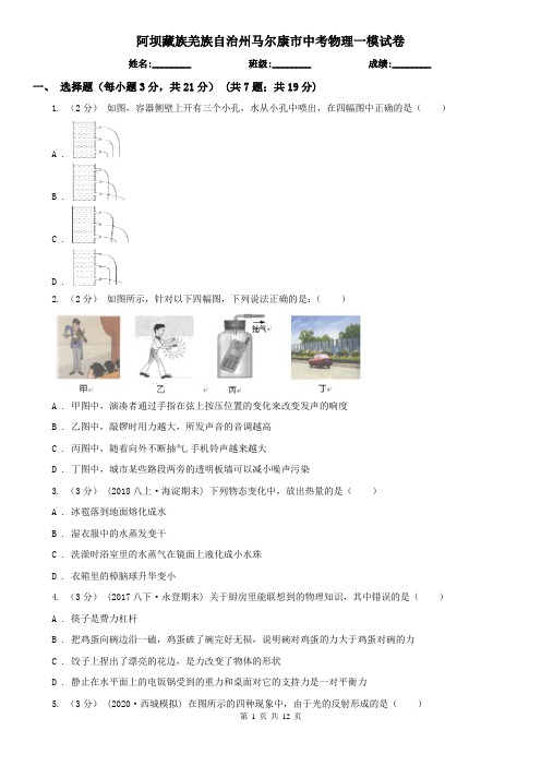 阿坝藏族羌族自治州马尔康市中考物理一模试卷