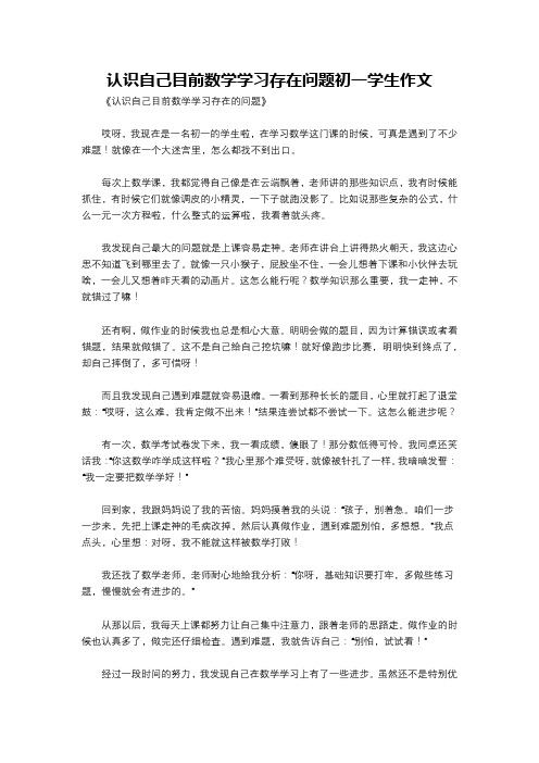 认识自己目前数学学习存在问题初一学生作文