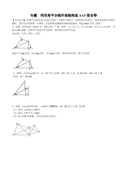 15 专题 利用角平分线作垂线构造AAS型全等