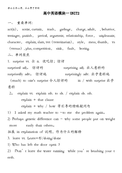 江苏省姜堰市张甸中学高三英语一轮复习：Module1 Unit2单词、短语