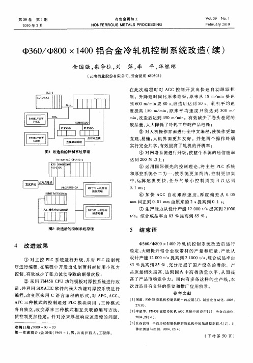Ф360／Ф800×1400铝合金冷轧机控制系统改造(续)