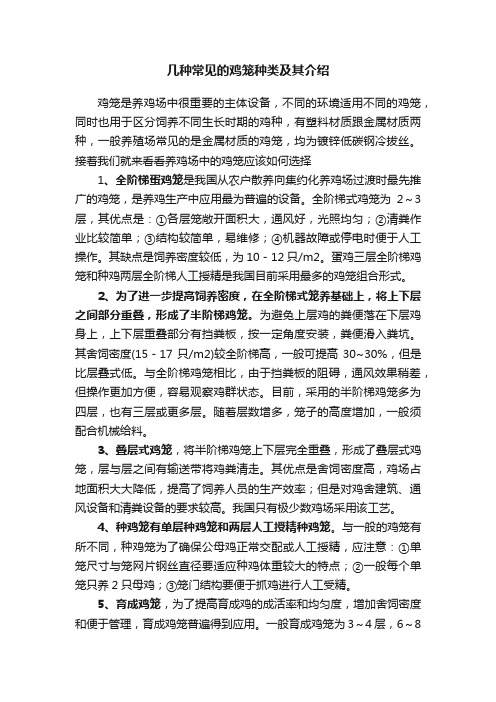 几种常见的鸡笼种类及其介绍