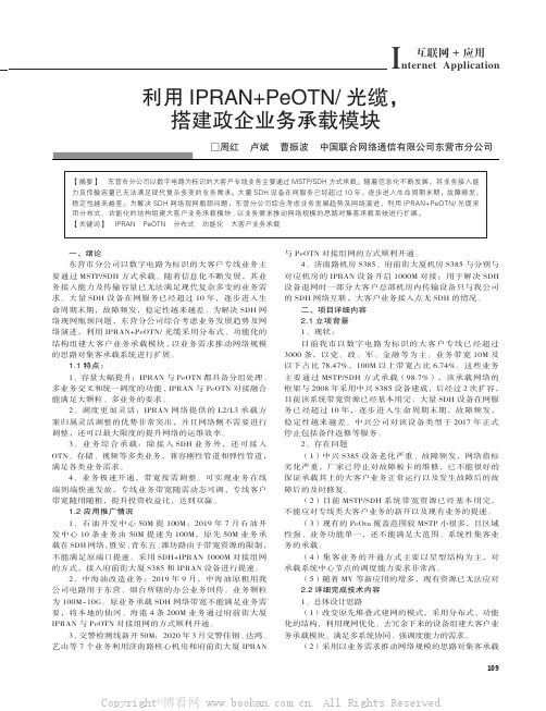 利用IPRAN+PeOTN 光缆，搭建政企业务承载模块