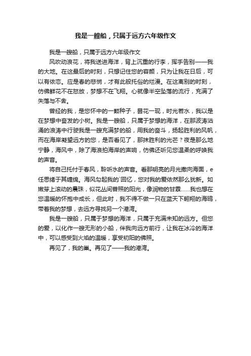 我是一艘船，只属于远方六年级作文