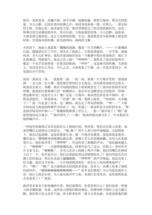 我向往的地方大海作文600字