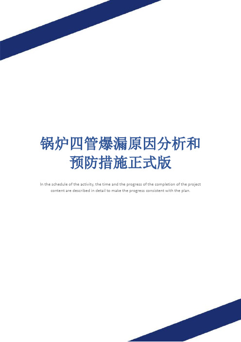 锅炉四管爆漏原因分析和预防措施正式版