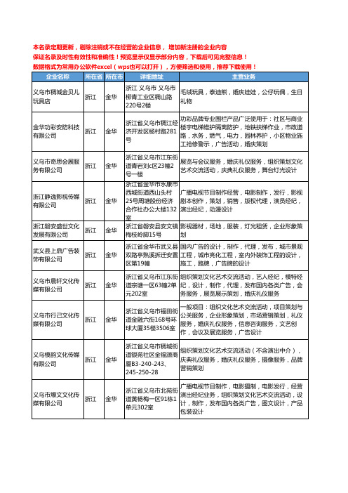 新版浙江省金华婚庆活动工商企业公司商家名录名单联系方式大全57家