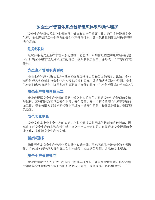 安全生产管理体系应包括组织体系和什么