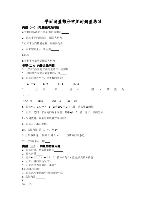 平面向量部分常见的考试题型总结