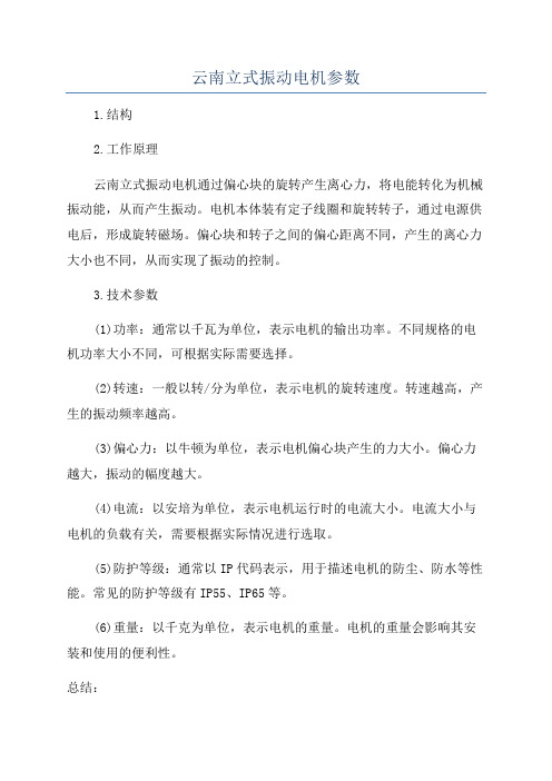 云南立式振动电机参数