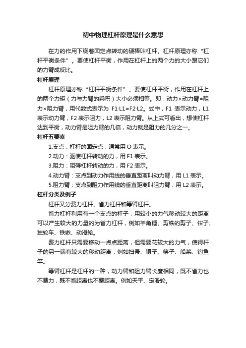 初中物理杠杆原理是什么意思