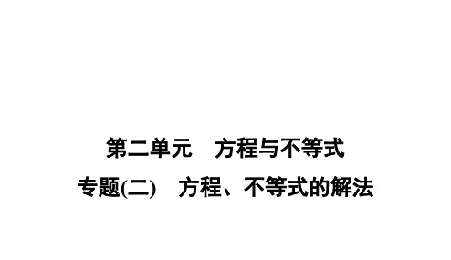 专题(二) 方程、不等式的解法