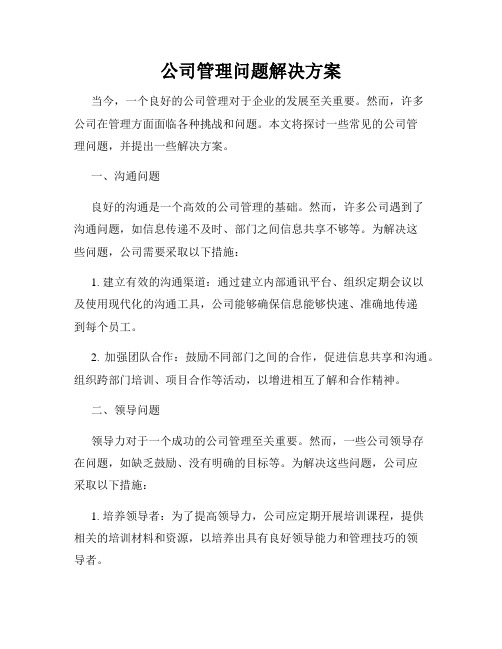 公司管理问题解决方案