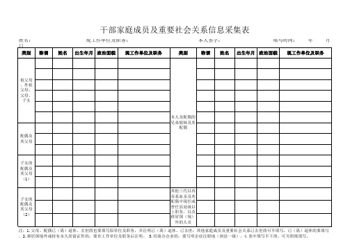 干部家庭成员及重要社会关系信息采集表