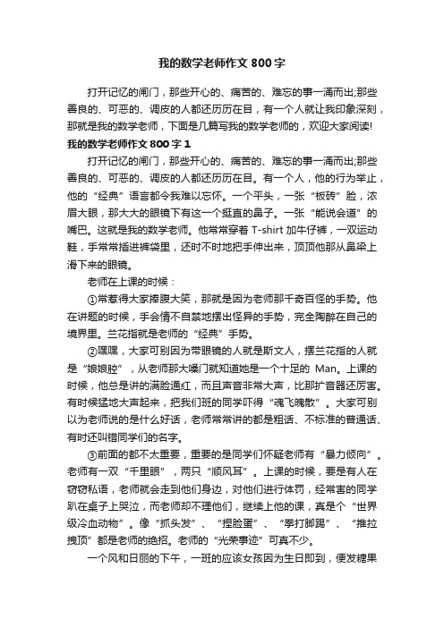 我的数学老师作文800字