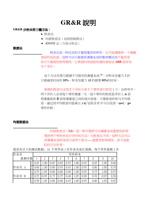 GR&R分析共有三种方法