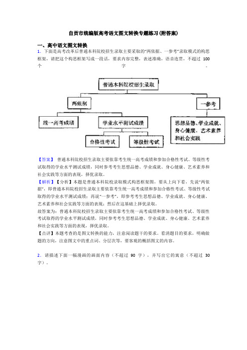 自贡市统编版高考语文图文转换专题练习(附答案)