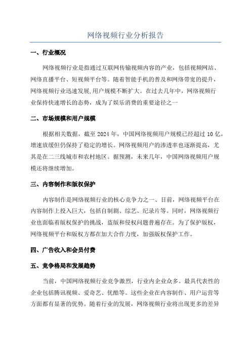 网络视频行业分析报告