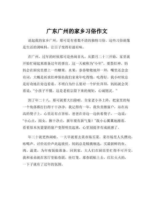 广东广州的家乡习俗作文