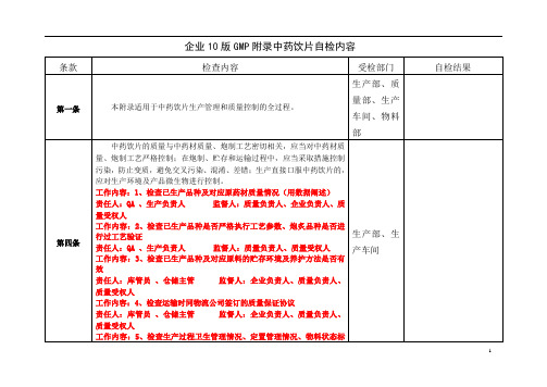 GMP10版GMP附录中药饮片自检内容