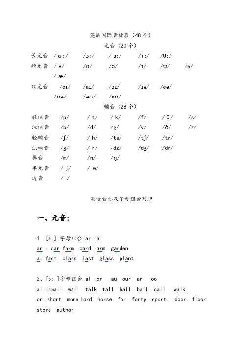 英语国际音标表最新版