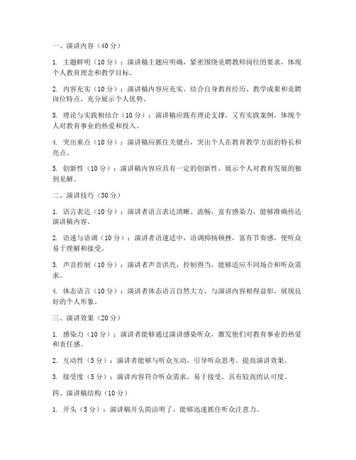 教师竞聘演讲稿评分标准