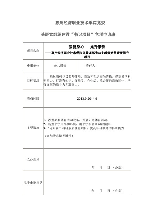 2013基层党组织建设“书记项目”立项申请表