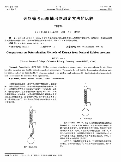 天然橡胶丙酮抽出物测定方法的比较