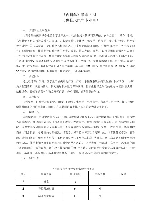 临床内科学教学大纲.doc