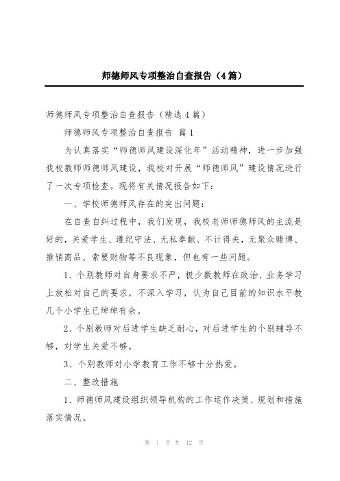 师德师风专项整治自查报告(4篇)