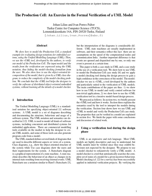 The Production Cell An Exercise in the Formal Verification of a UML Model