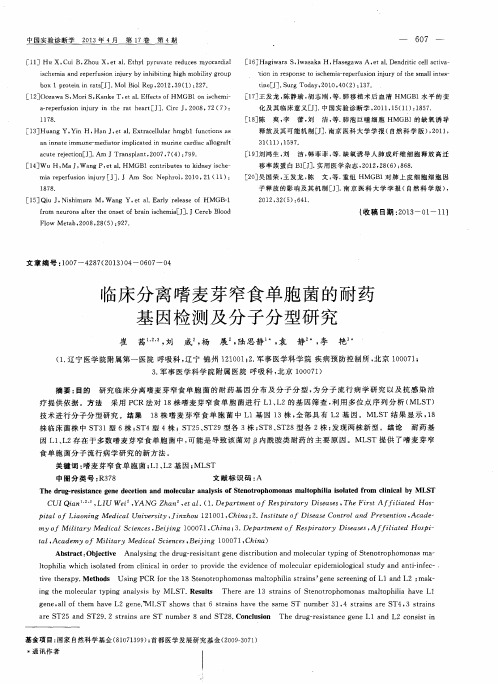 临床分离嗜麦芽窄食单胞菌的耐药基因检测及分子分型研究