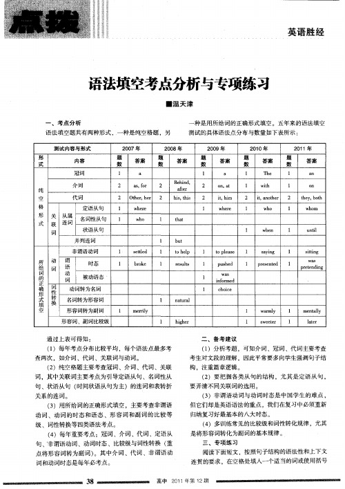 语法填空考点分析与专项练习