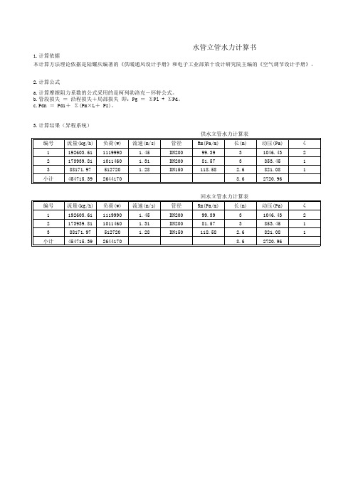 水系统水力计算书