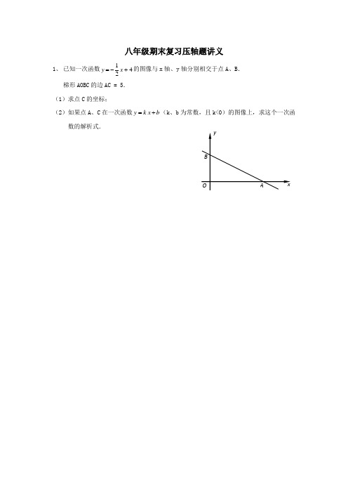 沪教版数学八年级第二学期期末压轴题讲义-教师版