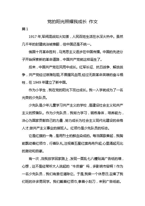 党的阳光照耀我成长 作文