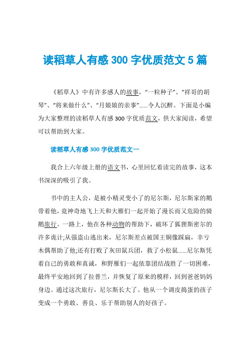 读稻草人有感300字优质范文5篇