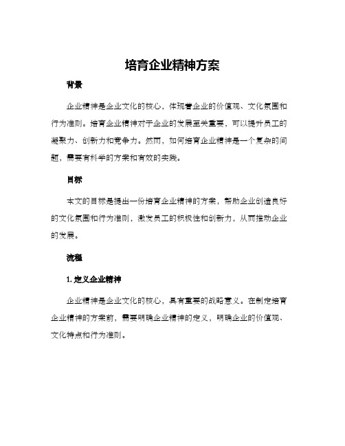 培育企业精神方案