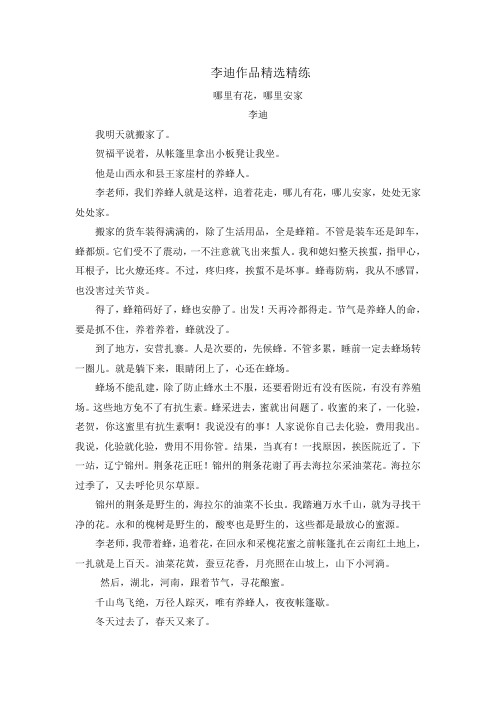 2020年高考语文二轮文学类文本专题复习--李迪作品精选精练