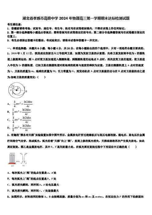 湖北省孝感市高级中学2024年物理高三第一学期期末达标检测试题含解析