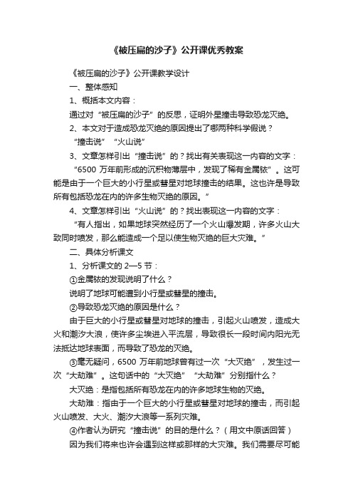 《被压扁的沙子》公开课优秀教案