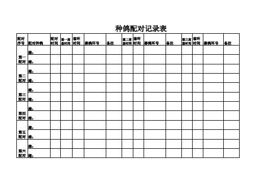 种鸽配对记录表