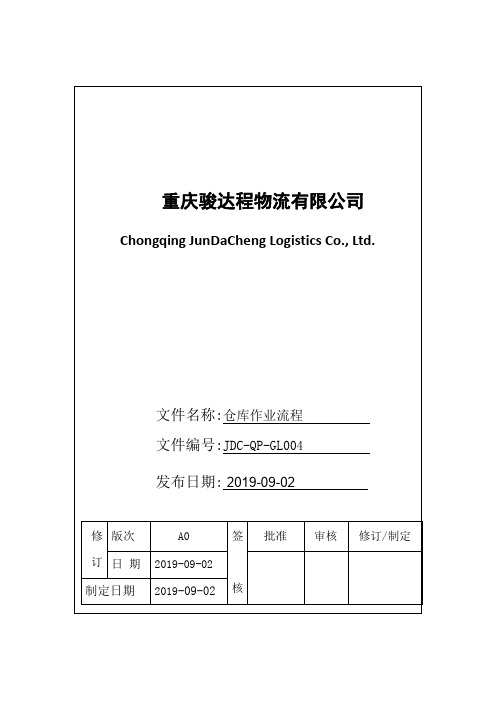 3-1,JDC-QP-GL004仓库作业流程